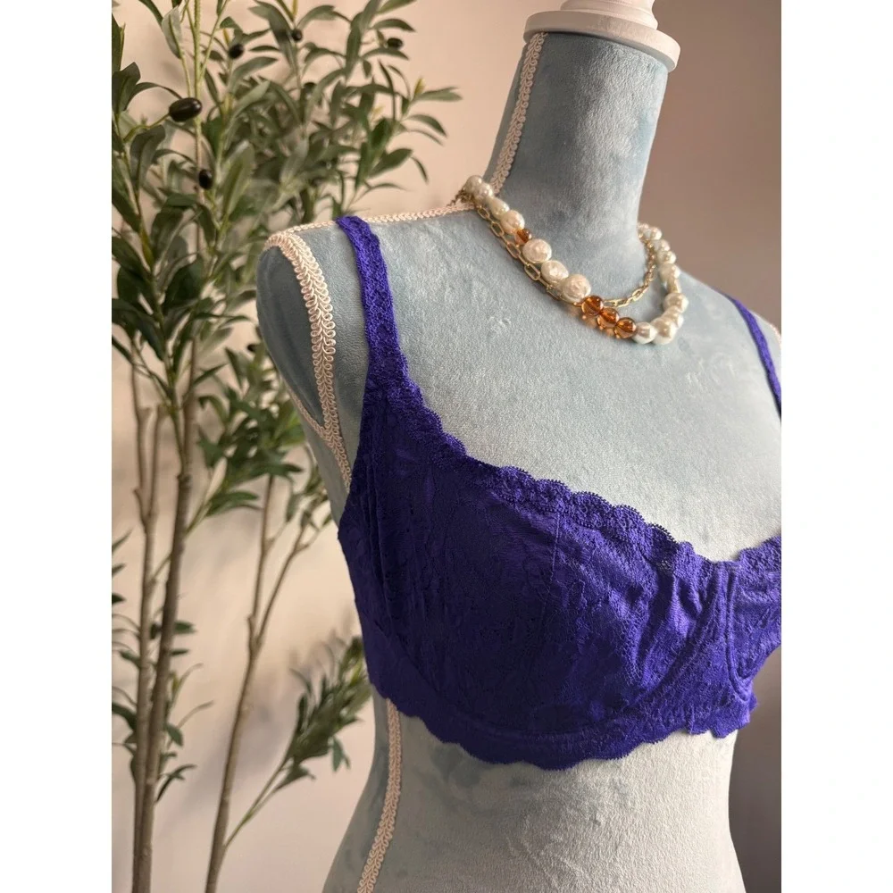 Cosabella Never Say Never‎ Lace Balconette Underwire Bra Purple NWT 34D